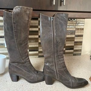 Distressed brown Italian leather boot